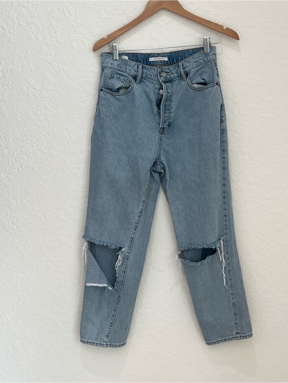 PacSun Light Blue Straight Leg Distressed Jeans